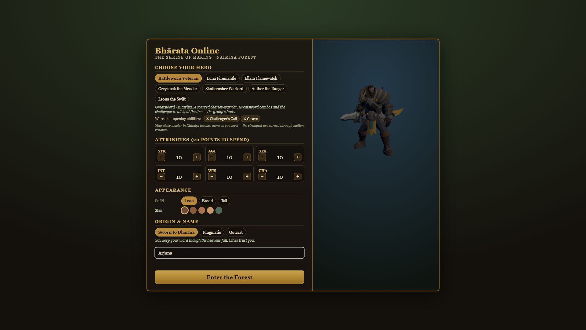 Character creation